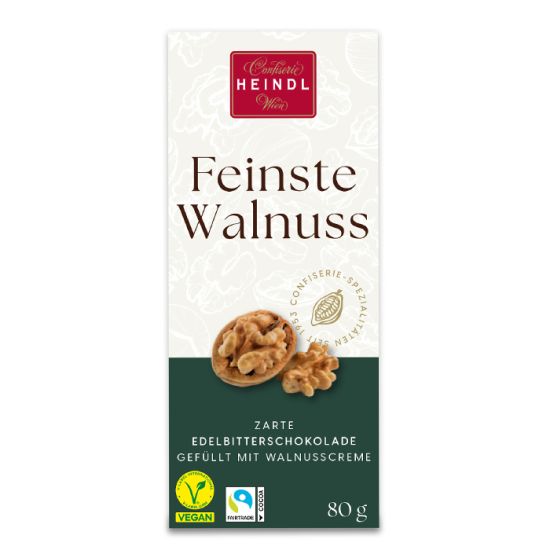 Tafelschokolade Edelbitter Walnuss 80g