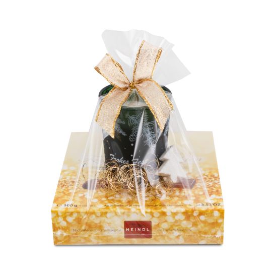 Kerze in grünem Glas auf Frohe Weihnachten 100g