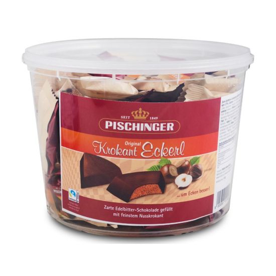 Pischinger Krokanteckerl Edelbitterschokolade Nusskrokant Fairtrade