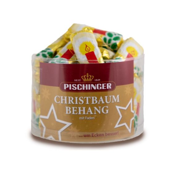 Christbaumschmuck Goldkerze Edelbitter Schokolade Nusskrokant Haselnusscreme Fairtrade